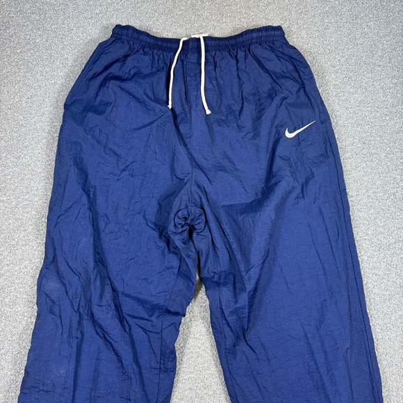 Vintage Nike Track Pants Men's Large Blue Nylon Swoosh Ankle Zip 90s Y2K - Picture 3 of 8
